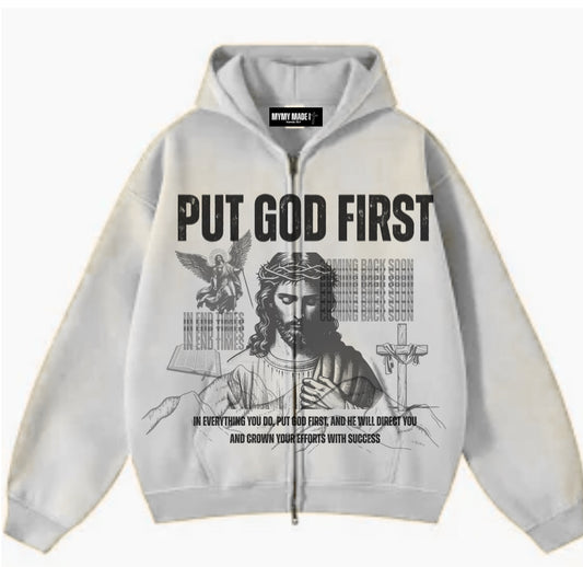“Put God First” Zip-Up Hoodie